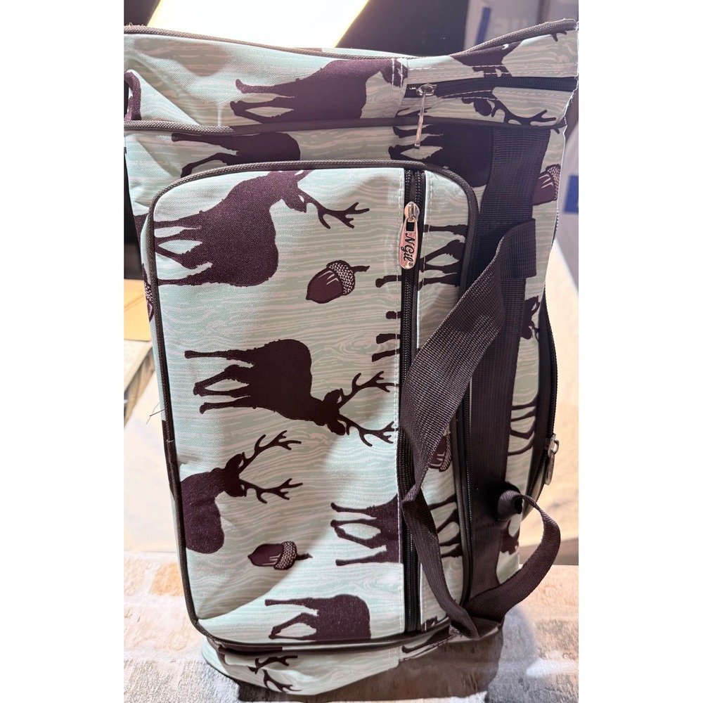 N.Gil Mint Green Deer Print Duffel Bag Woodland Weekendโ Travel Gym Tote